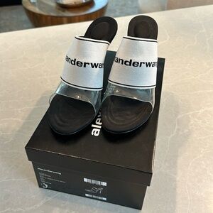 Alexander Wang sienna elastic logo heel - size 37 1/2